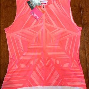 Terry NWT Women's Pink Sleeveless Bicycle Top with Zipper and Pockets XXL